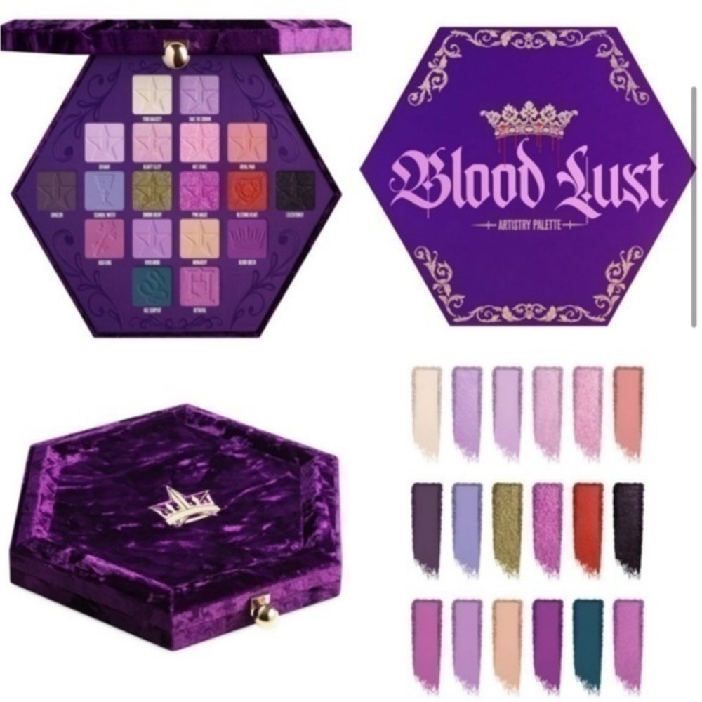 Jeffree Star  Blood Lust Artistry Palette high end jewelry box velvet and gold